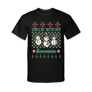 Chillin With My Snowmies Christmas Retro Ugly Sweater Style Graphic Tee T-Shirt